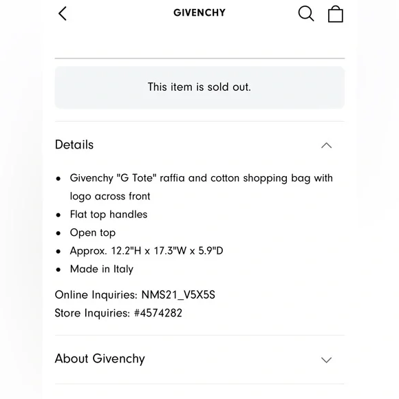 **No Longer for Sale** Givenchy Straw Tote Bag! Color sold out. Org price $990+. - Picture 5 of 6